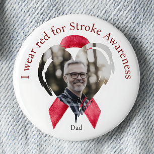 I Wear Red for Stroke Awareness Photo 2 Inch Round Button
