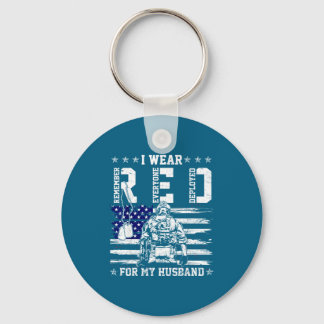 I wear red fridays for my husband military support keychain