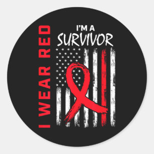 I Wear Red Im A Survivor Heart Disease Awareness F Classic Round Sticker