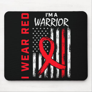 I Wear Red Im A Warrior Heart Disease Awareness Fl Mouse Pad