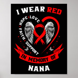 I Wear Red In Memory Of Nana Heart Disease Awarene Poster