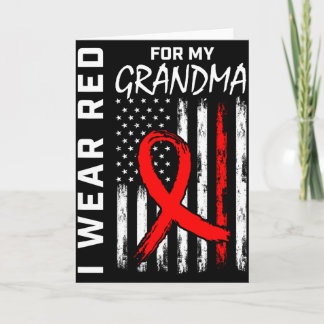 I Wear Red Ribbon For Grandma Heart Disease Awaren Card