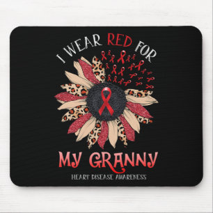 I Wear Red Ribbon Granny Heart Disease Awareness  Mouse Pad