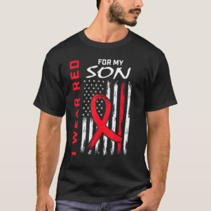 I Wear Red Son Heart Disease Awareness Flag Matchi T-Shirt