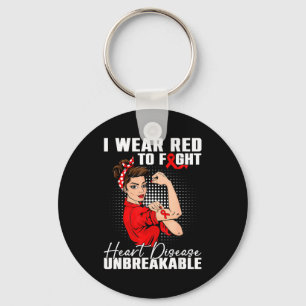 I Wear Red To Fight Heart Disease Awareness Messy Keychain