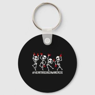 I Wear Red To Fight Heart Disease Awareness Skelet Keychain