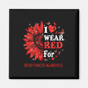I wear Red Twinkle Heart Sunflower Blood Cancer Aw Magnet
