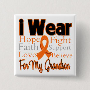 I Wear Ribbon Collage Grandson - Leukaemia 2 Inch Square Button