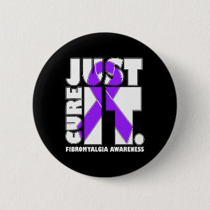 I Wear Ribbon Purple Fibromyalgia Awareness  2 Inch Round Button