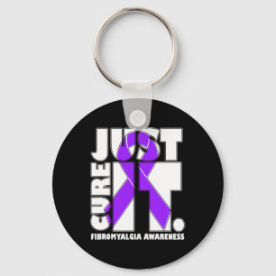 I Wear Ribbon Purple Fibromyalgia Awareness Keychain