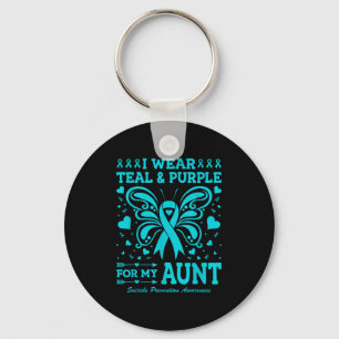 I Wear Teal & Purple For My Aunt Keychain