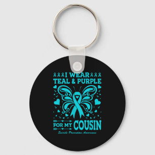 I Wear Teal & Purple For My Cousin Keychain