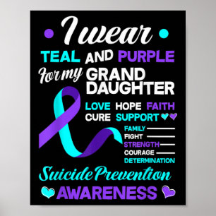 I Wear Teal &amp; Purple For My Grandaughter Suici Poster