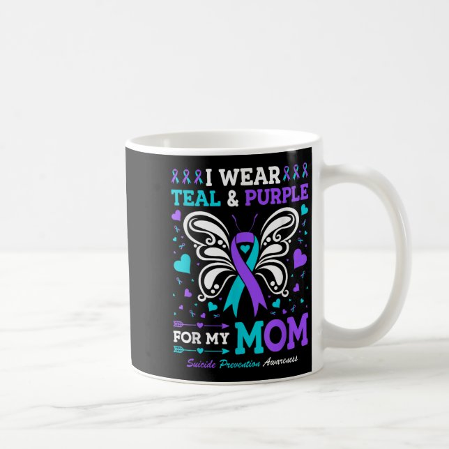 I Wear Teal &amp; Purple For My Mom  Coffee Mug (Right)