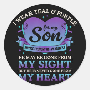 I Wear Teal & Purple For My Son Suicide Preven Classic Round Sticker