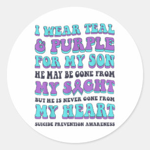 I Wear Teal & Purple For My Son Suicide Preven Classic Round Sticker