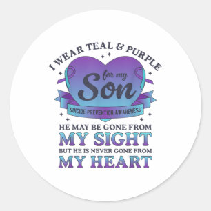 I Wear Teal & Purple For My Son Suicide Preven Classic Round Sticker