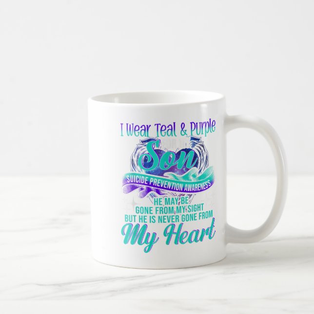 I Wear Teal &amp; Purple For My Son Suicide Preven Coffee Mug (Right)
