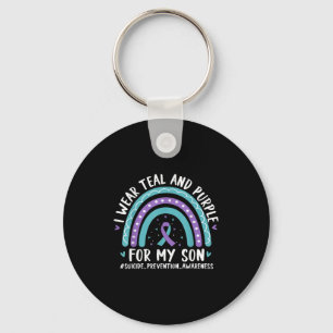 I Wear Teal &amp; Purple For My Son Suicide Preven Keychain