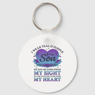 I Wear Teal & Purple For My Son Suicide Preven Keychain