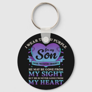 I Wear Teal & Purple For My Son Suicide Preven Keychain