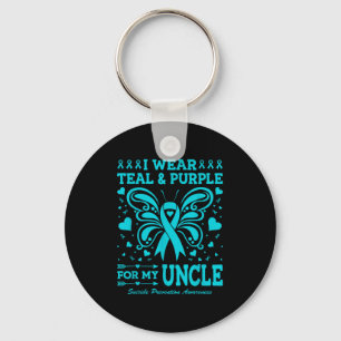 I Wear Teal & Purple For My Uncle Keychain