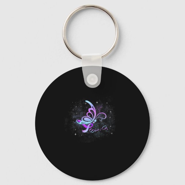 I Wear Teal &amp; Purple For Someone I Love Suicid Keychain (Front)