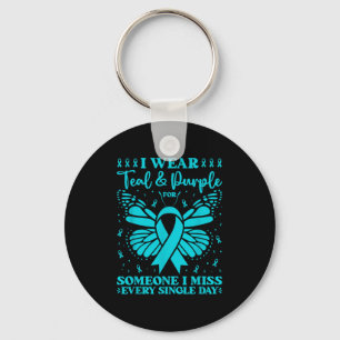 I Wear Teal & Purple For Someone I Miss Every Keychain