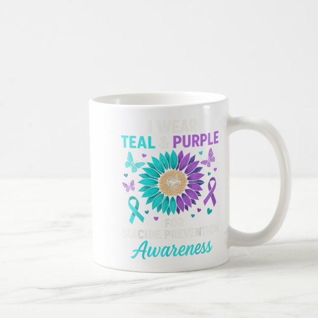 I Wear Teal &amp; Purple For Suicide Prevention Aw Coffee Mug (Right)