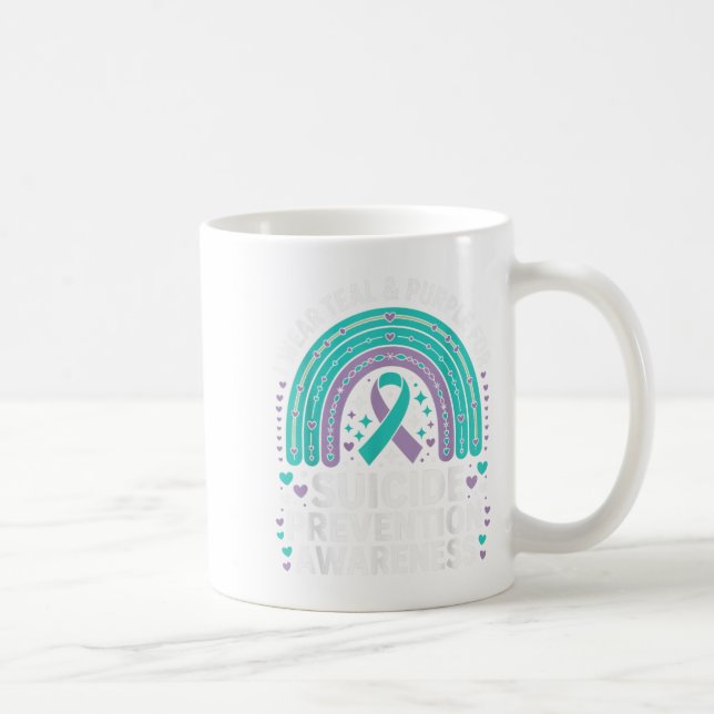 I Wear Teal &amp; Purple For Suicide Prevention Aw Coffee Mug (Right)