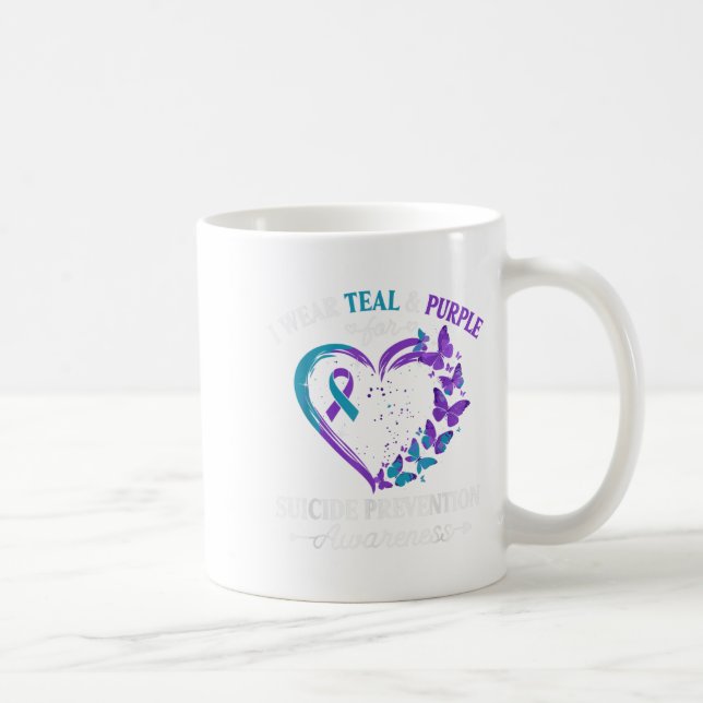 I Wear Teal &amp; Purple For Suicide Prevention Aw Coffee Mug (Right)