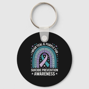 I Wear Teal &amp; Purple For Suicide Prevention Aw Keychain