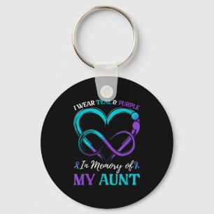 I Wear Teal & Purple In Memory Of My Aunt Keychain