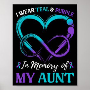 I Wear Teal & Purple In Memory Of My Aunt Poster