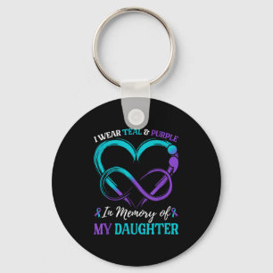 I Wear Teal &amp; Purple In Memory Of My Daughter  Keychain