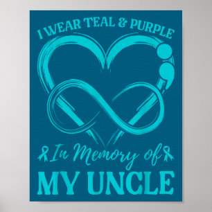I Wear Teal & Purple In Memory Of My Uncle Poster
