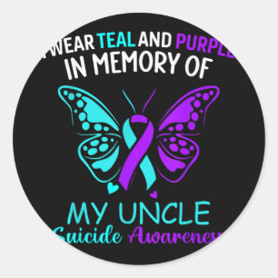 I Wear Teal & Purple In Memory Of My Uncle Sui Classic Round Sticker