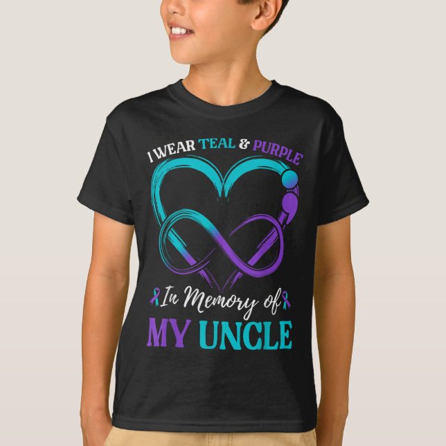 I Wear Teal &amp; Purple In Memory Of My Uncle  T-Shirt (Front)