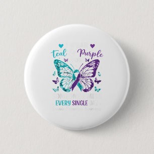 I Wear Teal & Purple Suicide Prevention Awaren 2 Inch Round Button