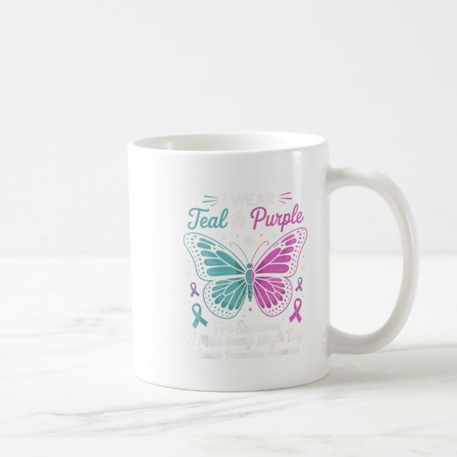 I Wear Teal &amp; Purple Suicide Prevention Awaren Coffee Mug (Right)