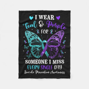 I Wear Teal & Purple Suicide Prevention Awaren Fleece Blanket