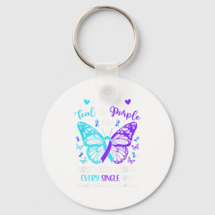 I Wear Teal &amp; Purple Suicide Prevention Awaren Keychain