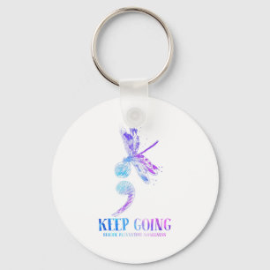 I Wear Teal &amp; Purple Suicide Prevention Awaren Keychain