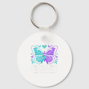 I Wear Teal &amp; Purple Suicide Prevention Awaren Keychain