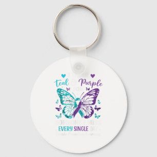 I Wear Teal &amp; Purple Suicide Prevention Awaren Keychain