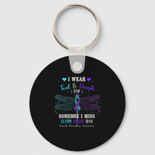 I Wear Teal &amp; Purple Suicide Prevention Awaren Keychain