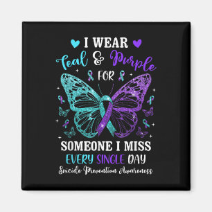 I Wear Teal &amp; Purple Suicide Prevention Awaren Magnet