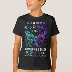 I Wear Teal & Purple Suicide Prevention Awaren T-Shirt
