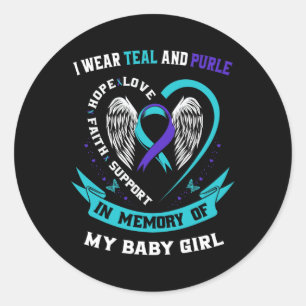 I Wear Teal And Purple Ba Classic Round Sticker