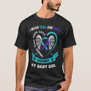 I Wear Teal And Purple By Suicide Awareness Ribbon T-Shirt